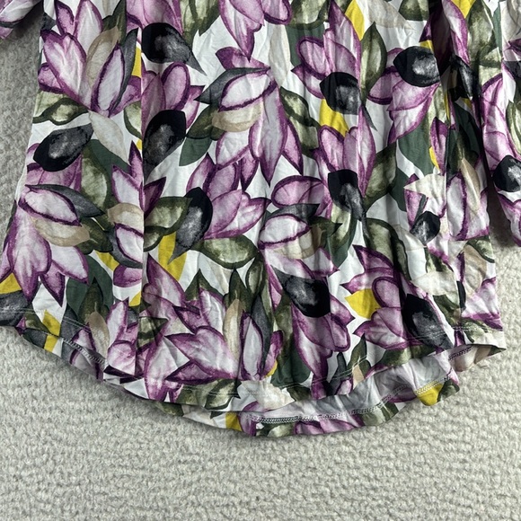 NWT JM Collection Womens White Purple Floral 3/4 Sleeve Pullover Blouse S SMALL - Picture 7 of 14